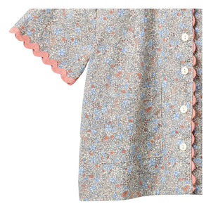 Wheat - Lace Vilma Fleurie Organic Cotton Shirt | Light blue