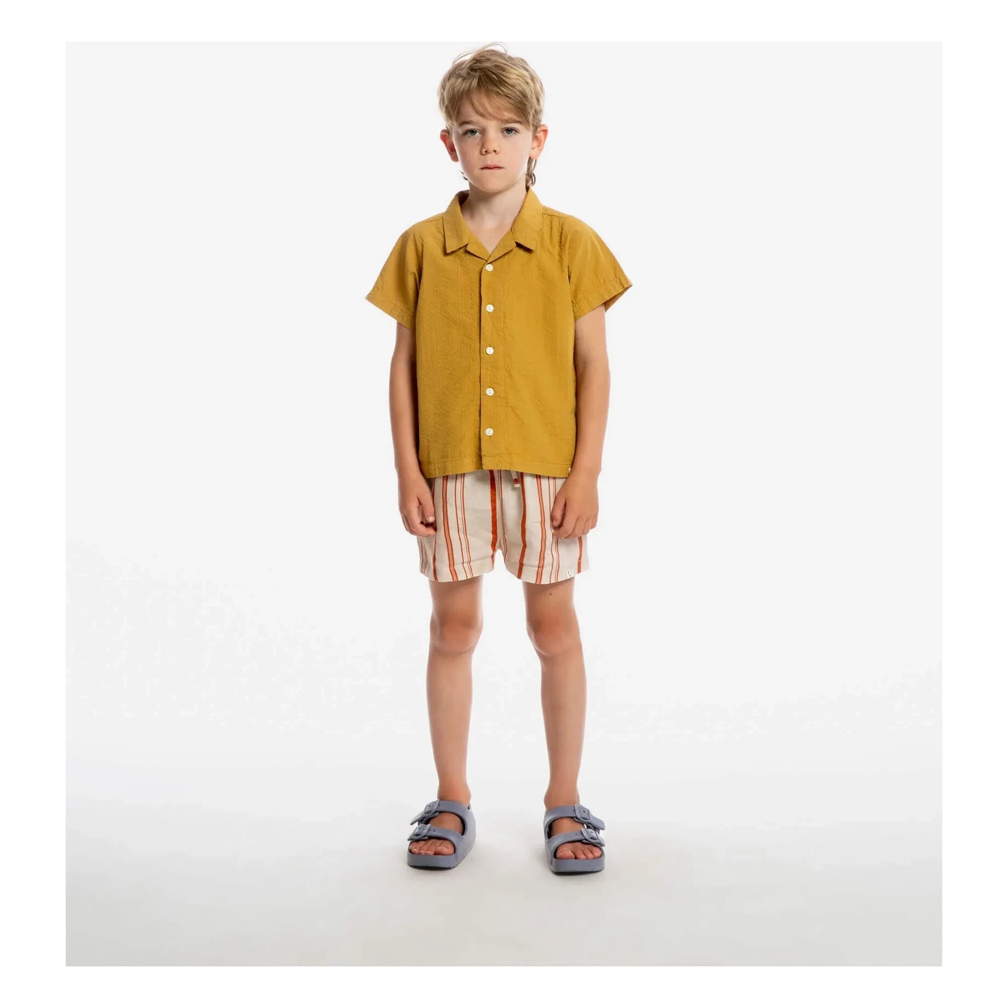 Matona - Classic Striped Linen Shorts | Off-white
