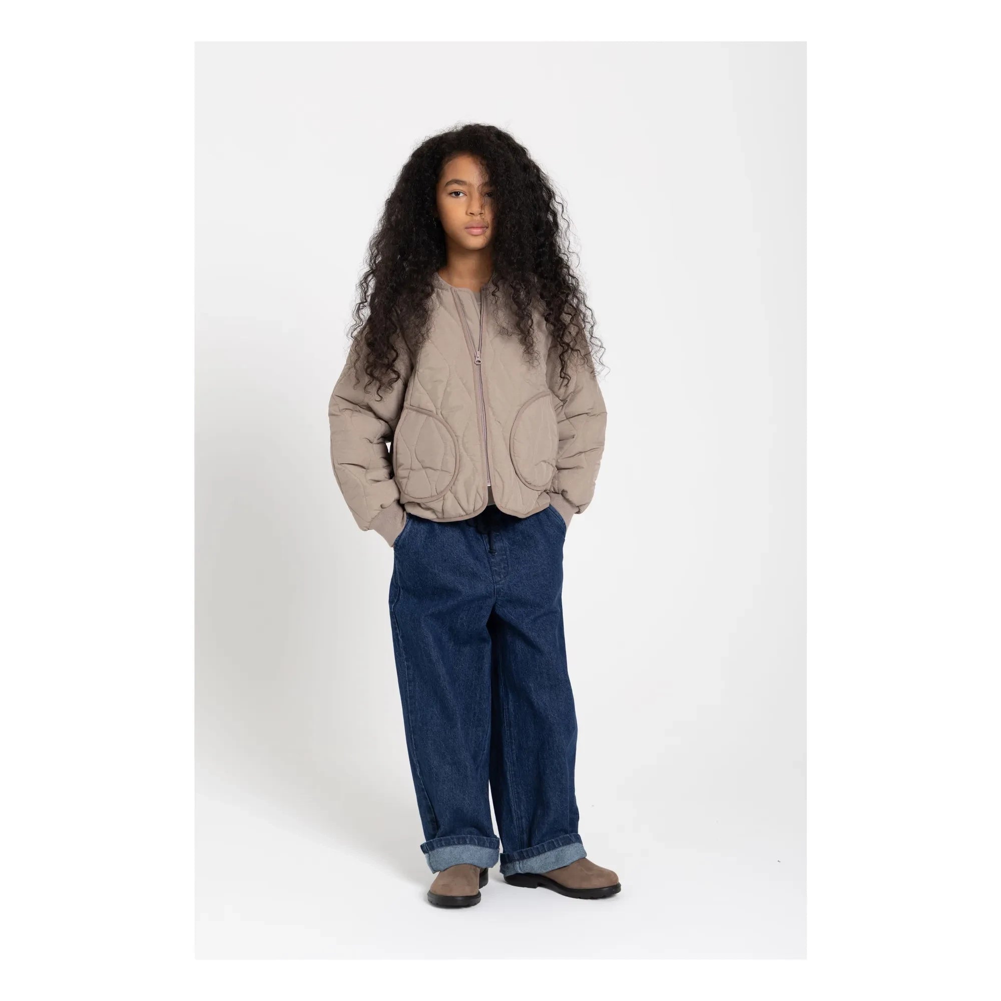 Smallable Kid - Wooly Quilted Bomber Jacket | Taupe Grey