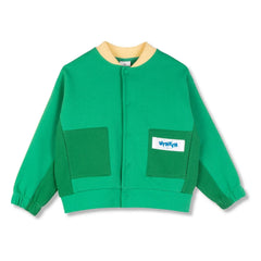 Wynken - Organic Cotton Contrast Bomber Jacket | Green