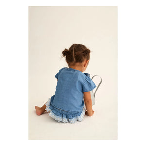 Cozmo - Blue Ruffled Denim Blouse Malva
