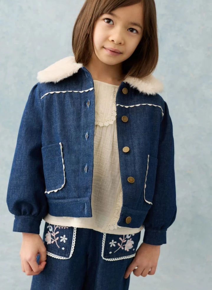 Louise Misha - Rafalina Denim Ceket | Koyu Mavi