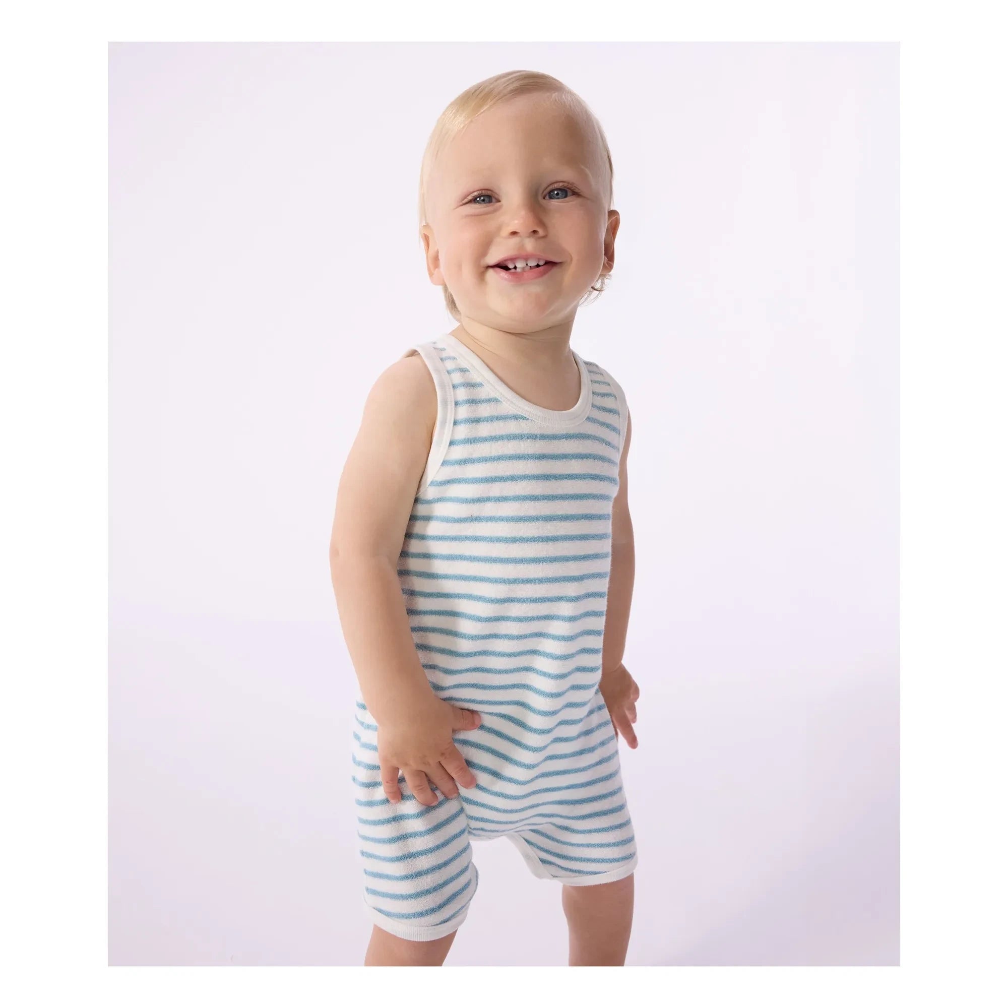 Petit Bateau - Çizgili Havlu Tulum | Mavi