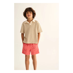 Cozmo - Drake Striped Organic Cotton Polo Shirt | Sand