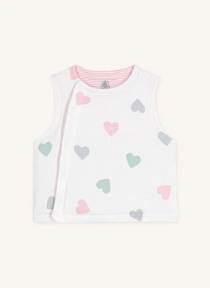 Petit Bateau - Kolsuz Organik Pamuk Kalp Yelek | Beyaz