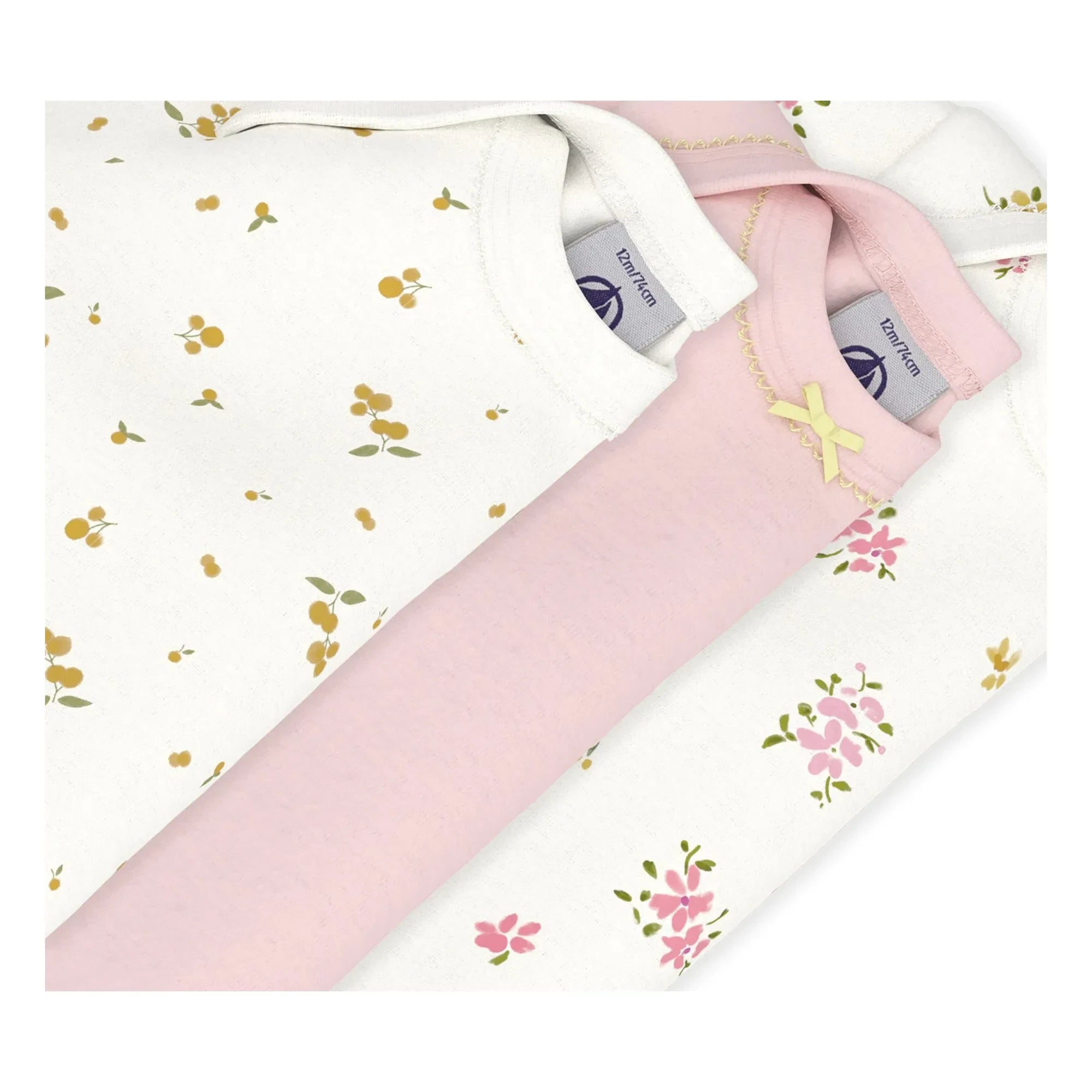 Petit Bateau - 3'lü Çiçekli Body Seti | Beyaz