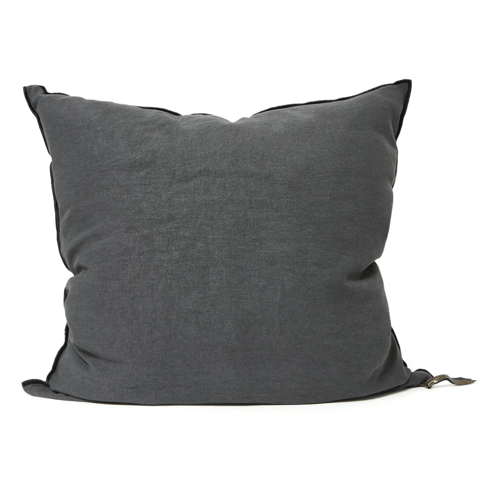 Maison de Vacances - Vice Versa Black Line Stone Washed Linen Pillow | Charcoal