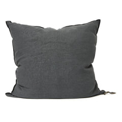 Maison de Vacances - Vice Versa Black Line Stone Washed Linen Pillow | Charcoal