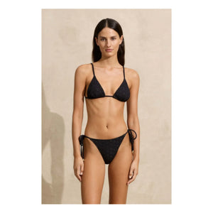 Peony - Embroidered Bikini Top | Black