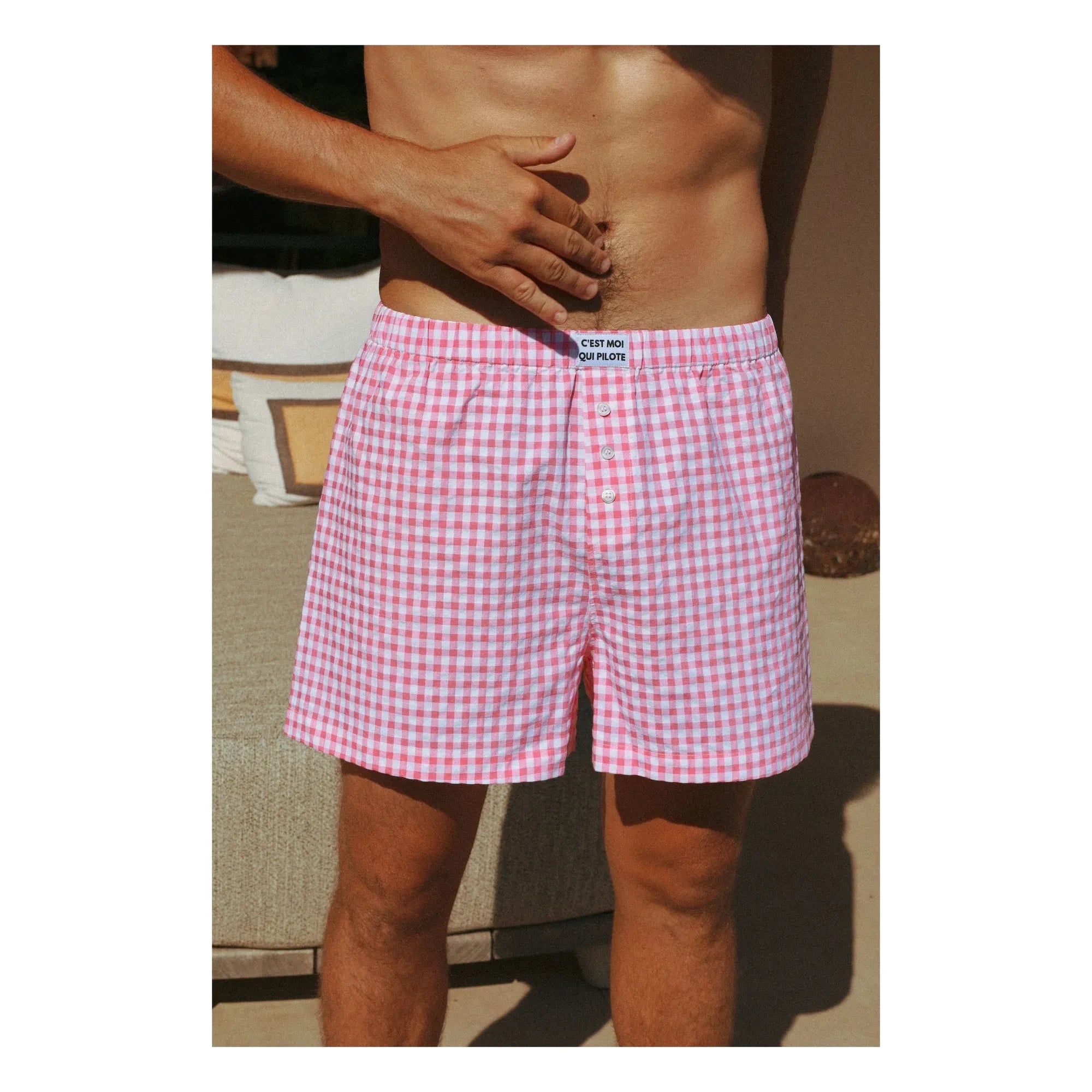 C'est moi qui pilote - Vichy boxer şort | Pembe