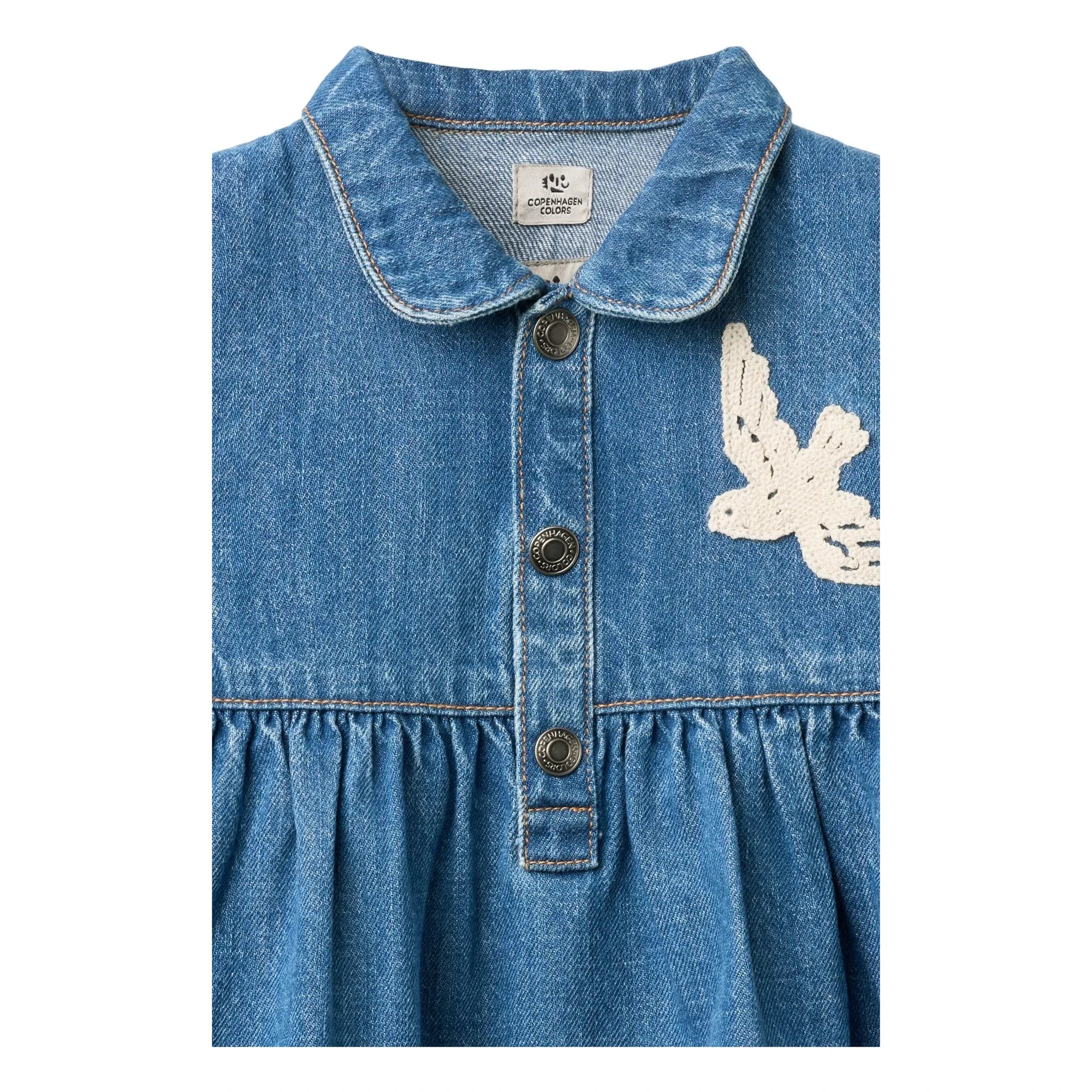 Copenhagen Colors - Blue Bird Print Organic Cotton Denim Dress
