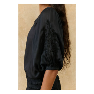 Louise Misha - Chayana Cotton Blouse | Black
