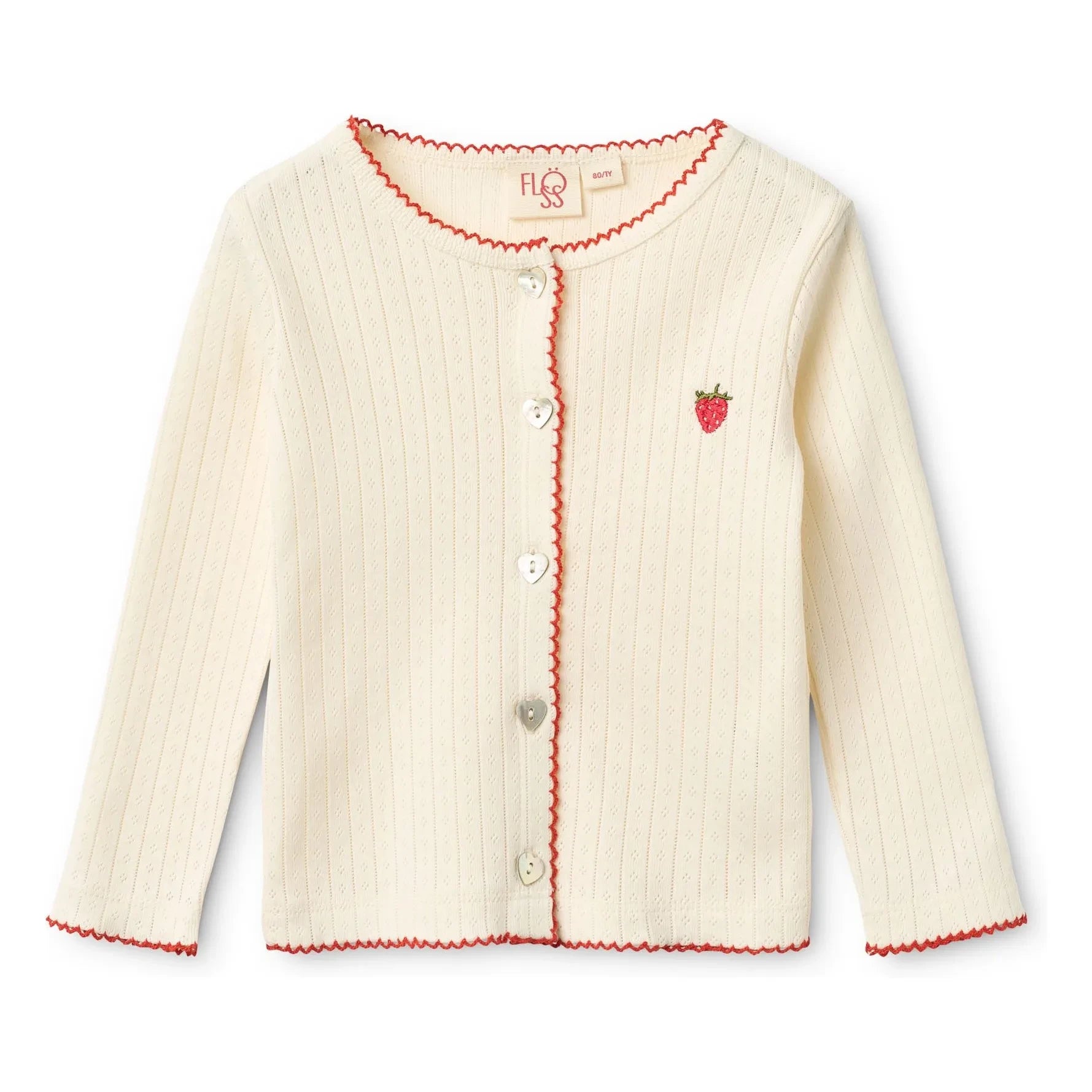Flöss - Flora Fraise Pointelle cardigan | Cream