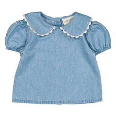 Louis Louise - Claudine Collar Blouse in Chambray | Light Blue