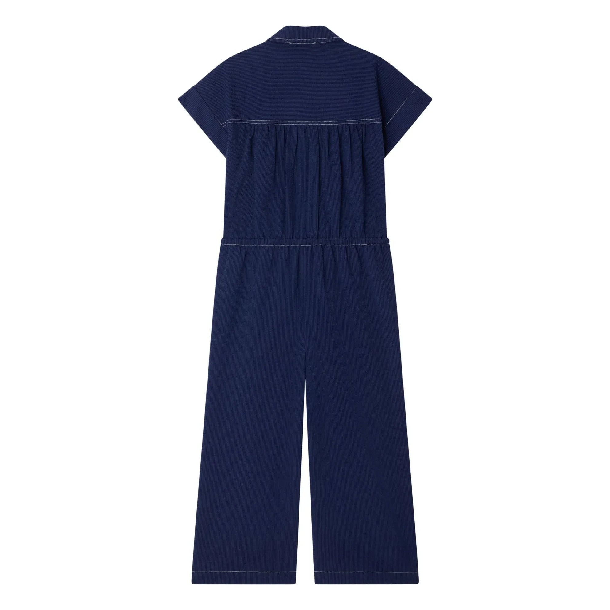 Bonpoint - Denim Lania Organic Cotton Romper | Indigo Blue