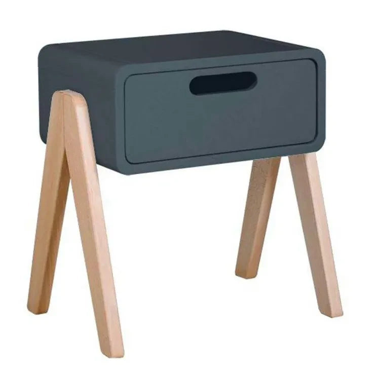 Laurette - Natural Wooden Small Robot Nightstand | Carbon