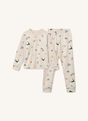 Liewood - Wilhelm Organic Cotton Animal Pattern Pajamas | Sand