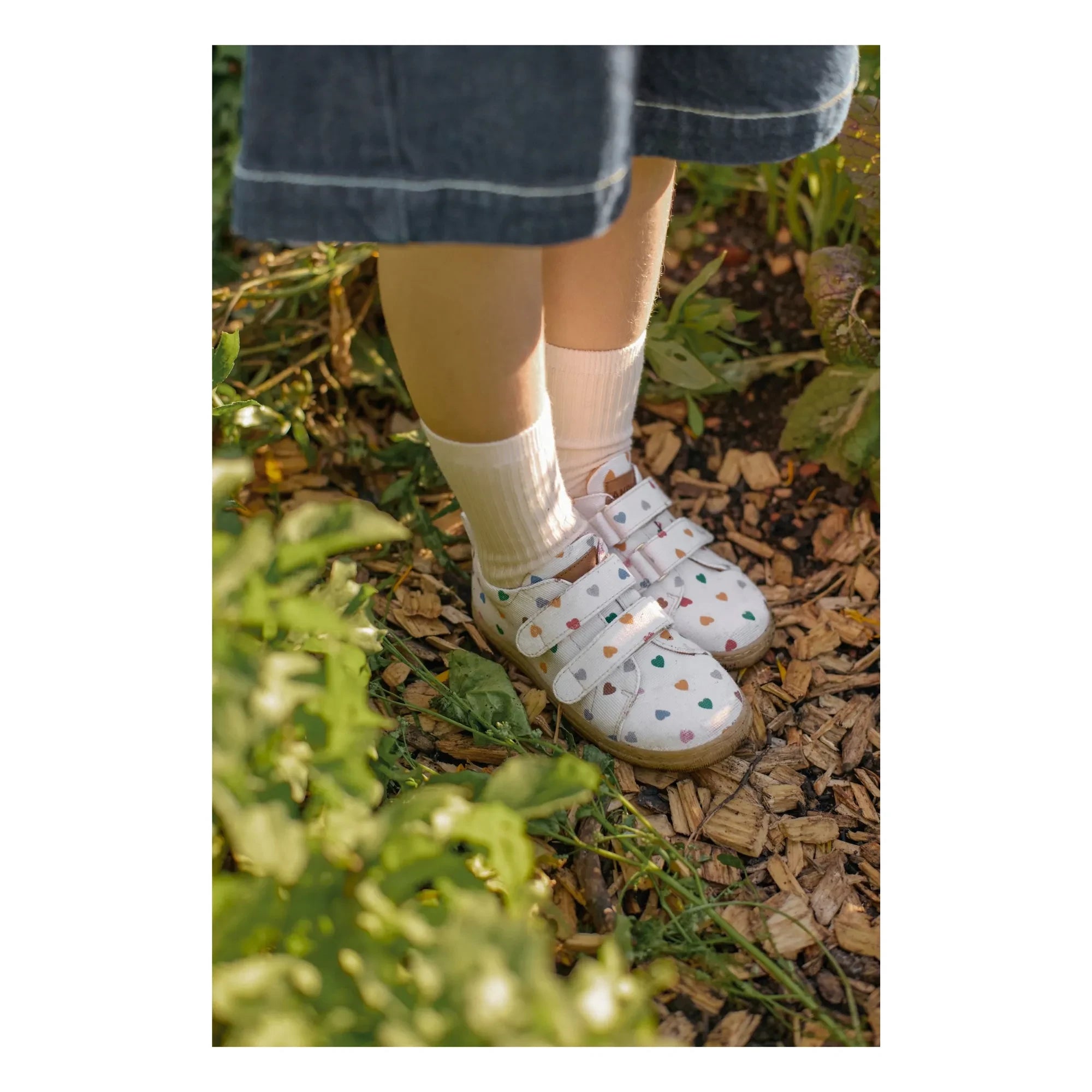 Angulus - Mini Hearts Çift Cırtlı Sneaker | Ekru