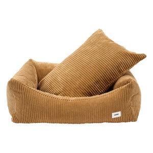 Cafide - Snozy Velvet Dog Bed | Mustard