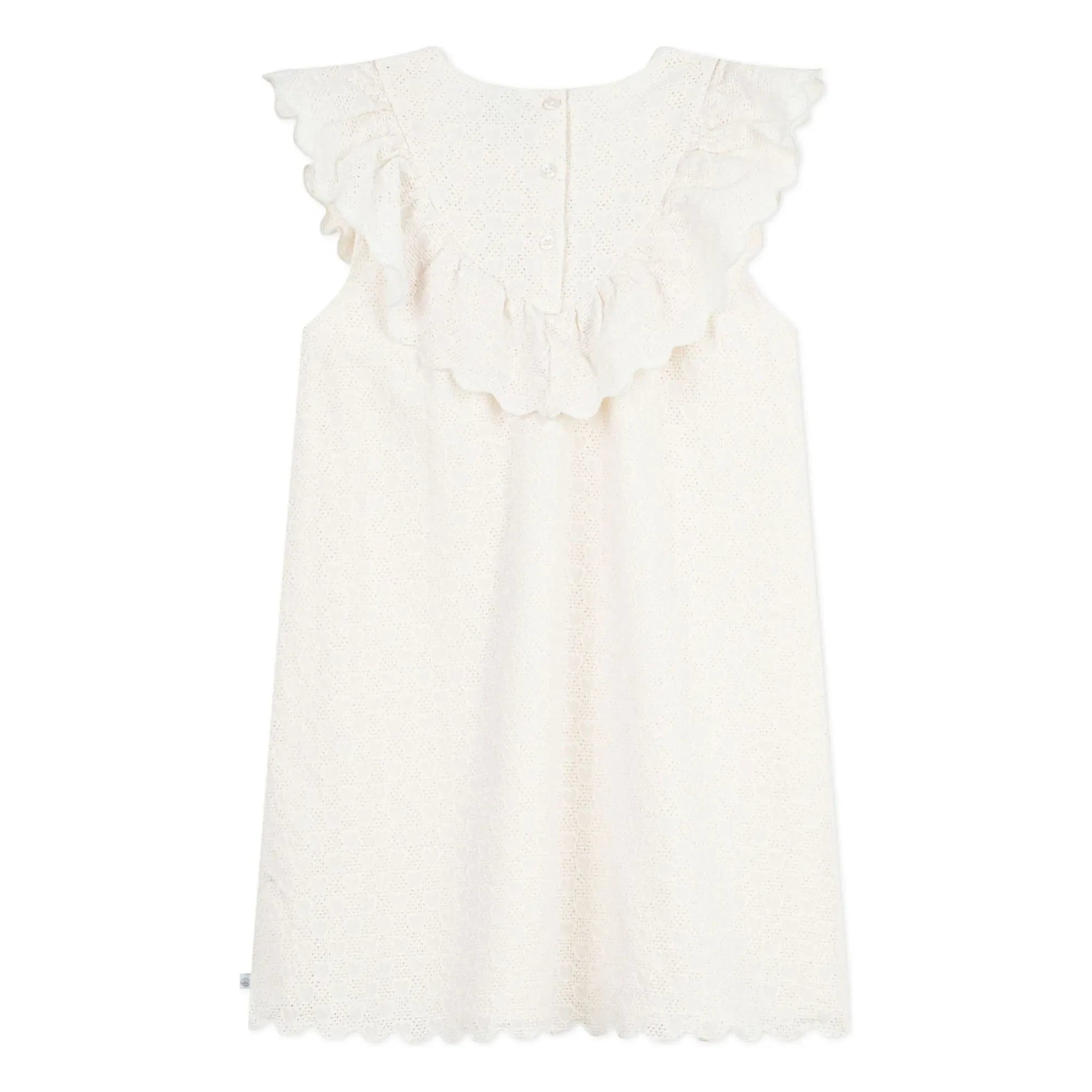 Petit Bateau - English Lace Heart Embroidered Cotton Dress | White