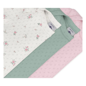 Petit Bateau - 3-Pack Organic Cotton Ribbed Baby Bodysuits | Pink