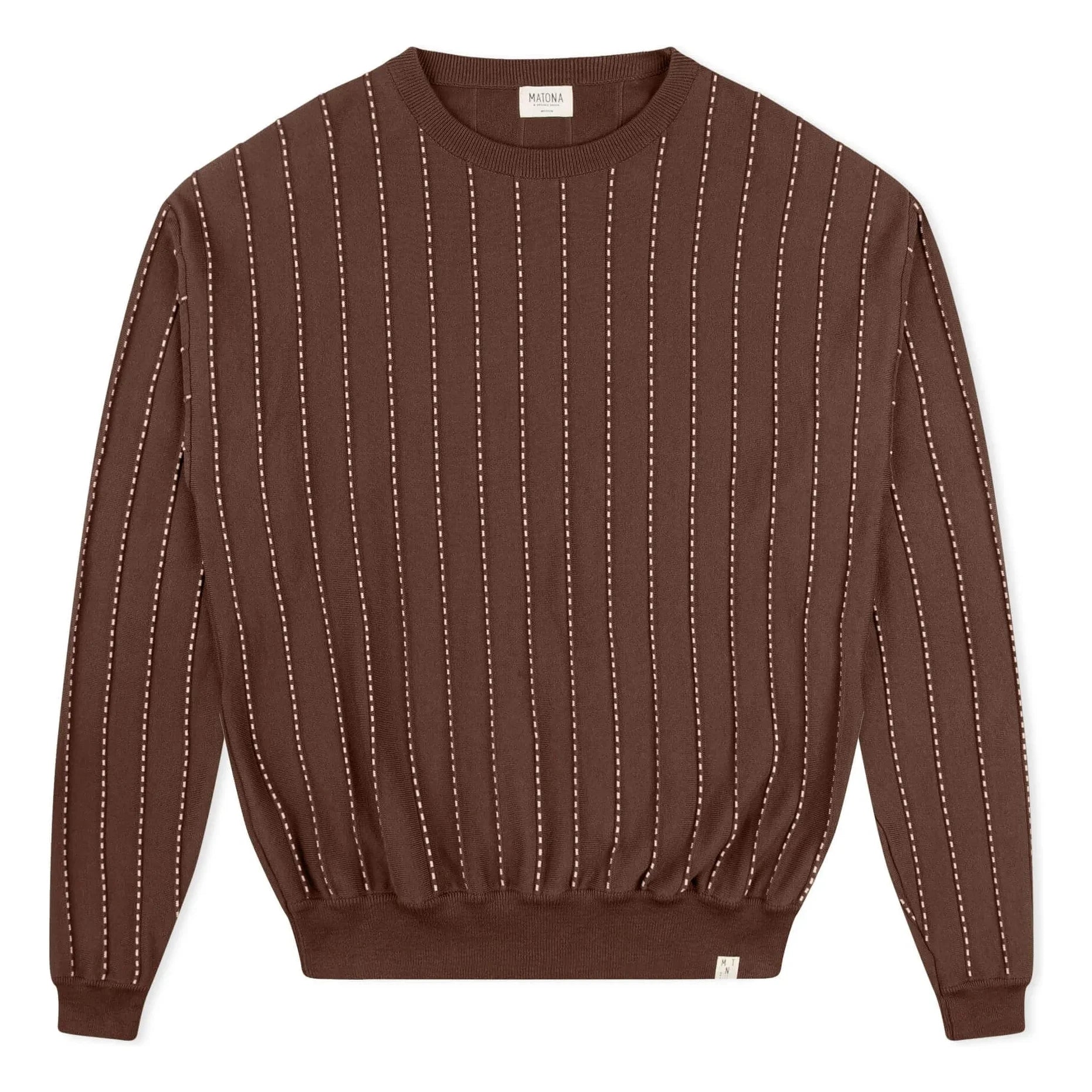 Matona - Striped Organic Cotton Field Sweater | Brown