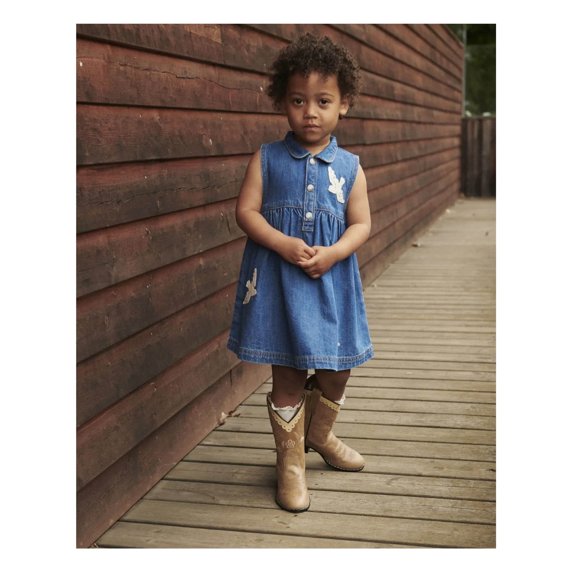 Copenhagen Colors - Blue Bird Print Organic Cotton Denim Dress