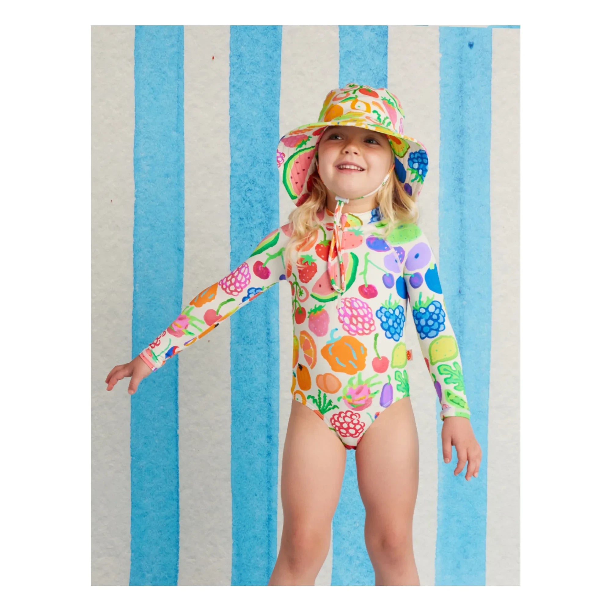 Halcyon Nights - Long Sleeve Swimsuit with Fruit Prints Made from Recycled Fibers | Off-White