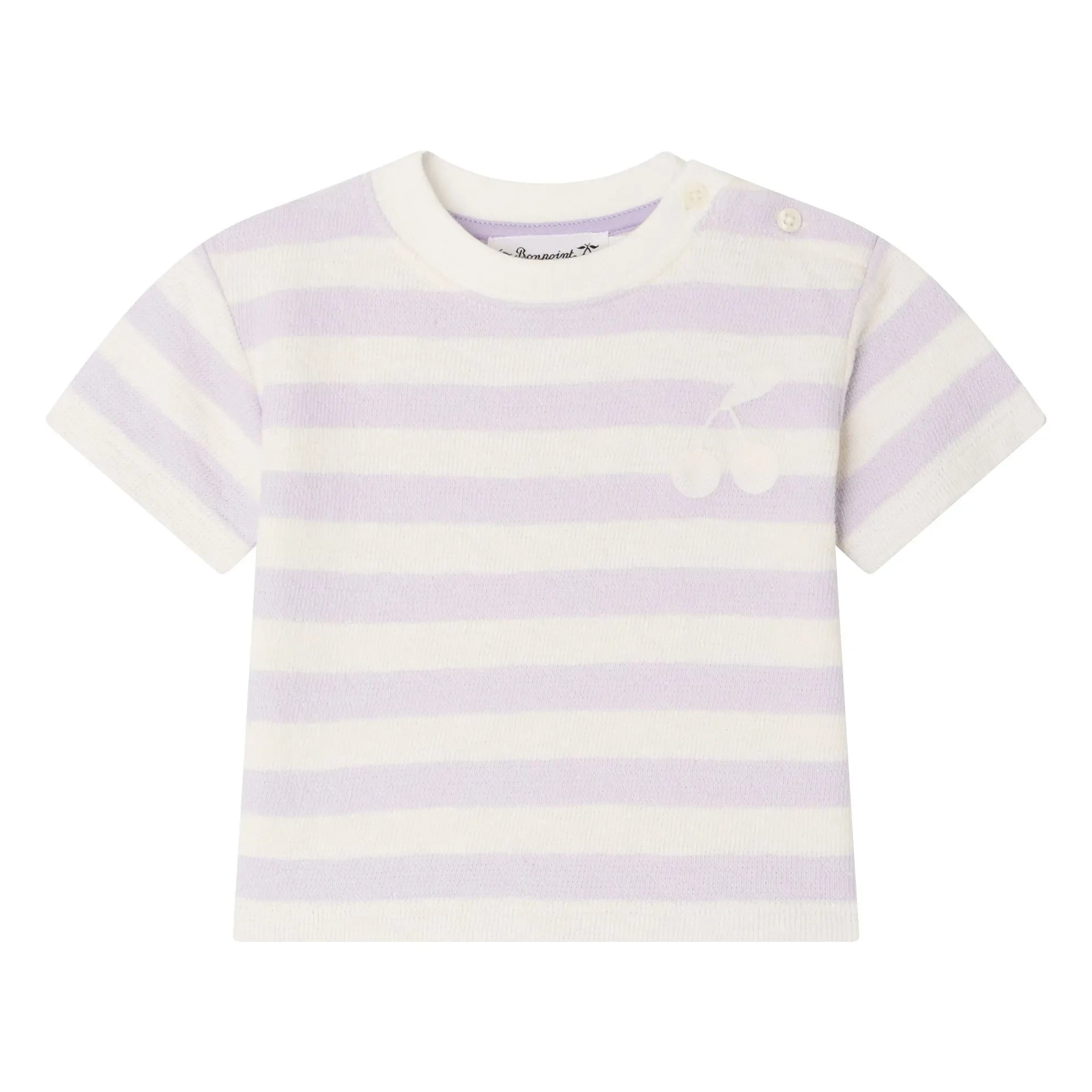 Bonpoint - Cherry Stripe T-shirt | Ecru