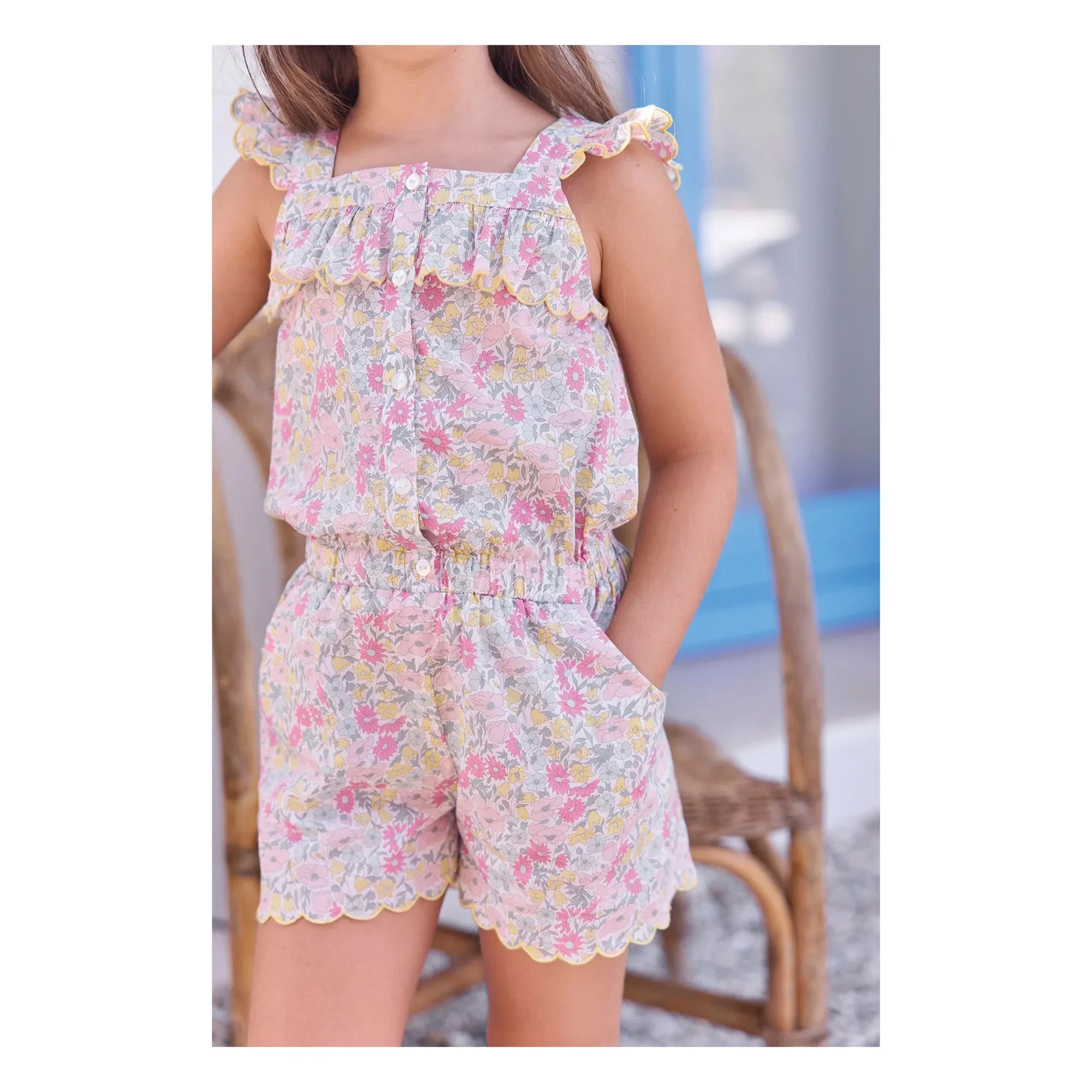 Tartine et Chocolat - Feston Liberty Romper | Yellow