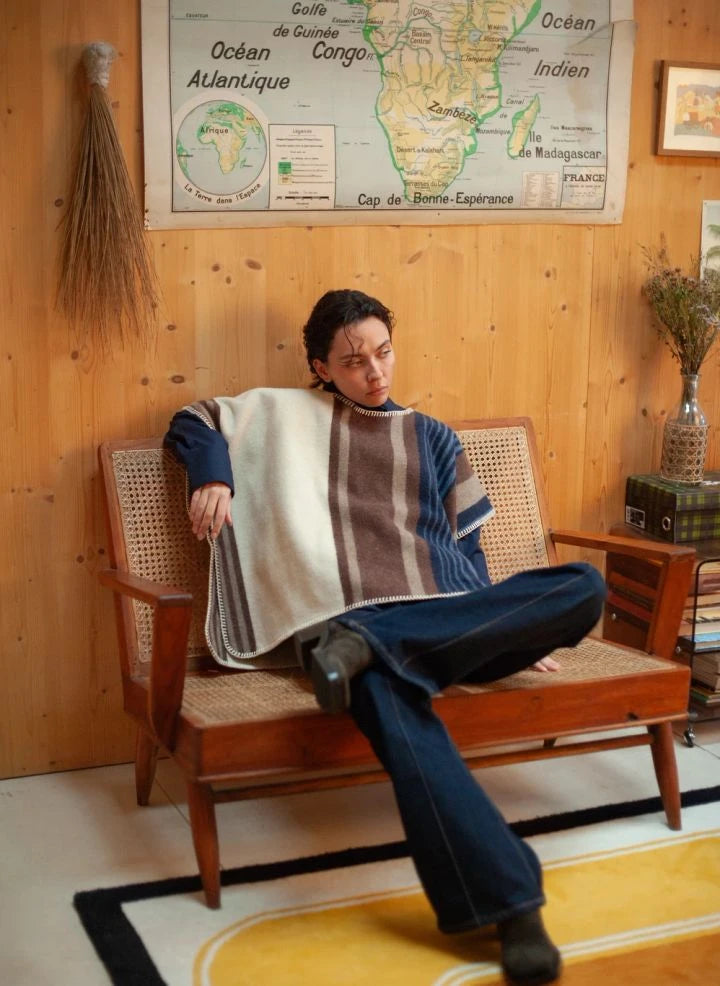 La Méricaine - Wappos Long Wool Poncho | Brown