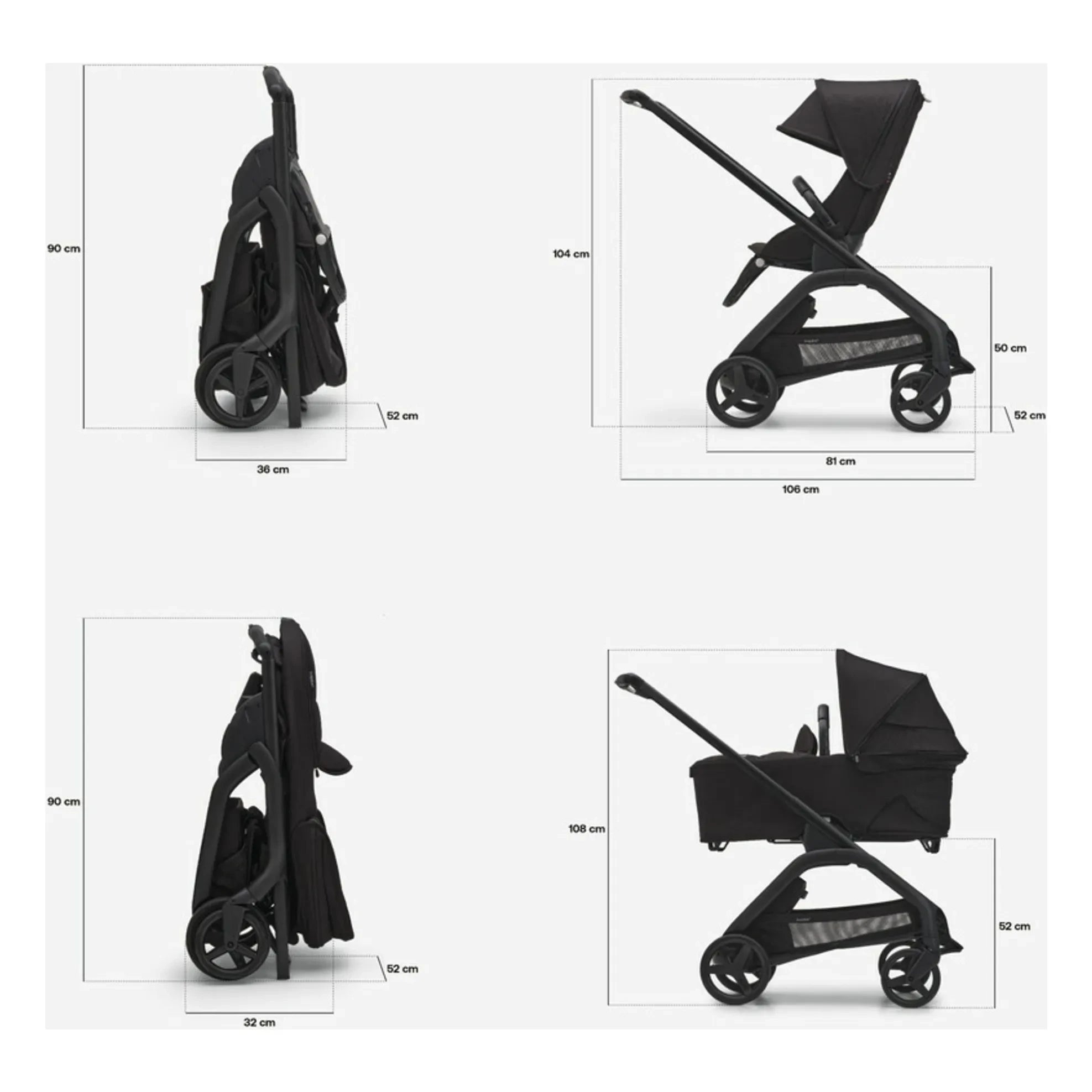 Bugaboo - Bugaboo Dragonfly Urban Stroller complete black chassis | Taupe brown