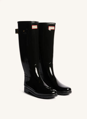 Hunter - Gold Trim Vernis Leather Wellington Riding Boots | Shiny Black