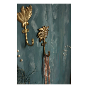 Doing Goods - Devi Palmtree Recycled Brass Coat Hooks - Set of 2 | Gold Brown