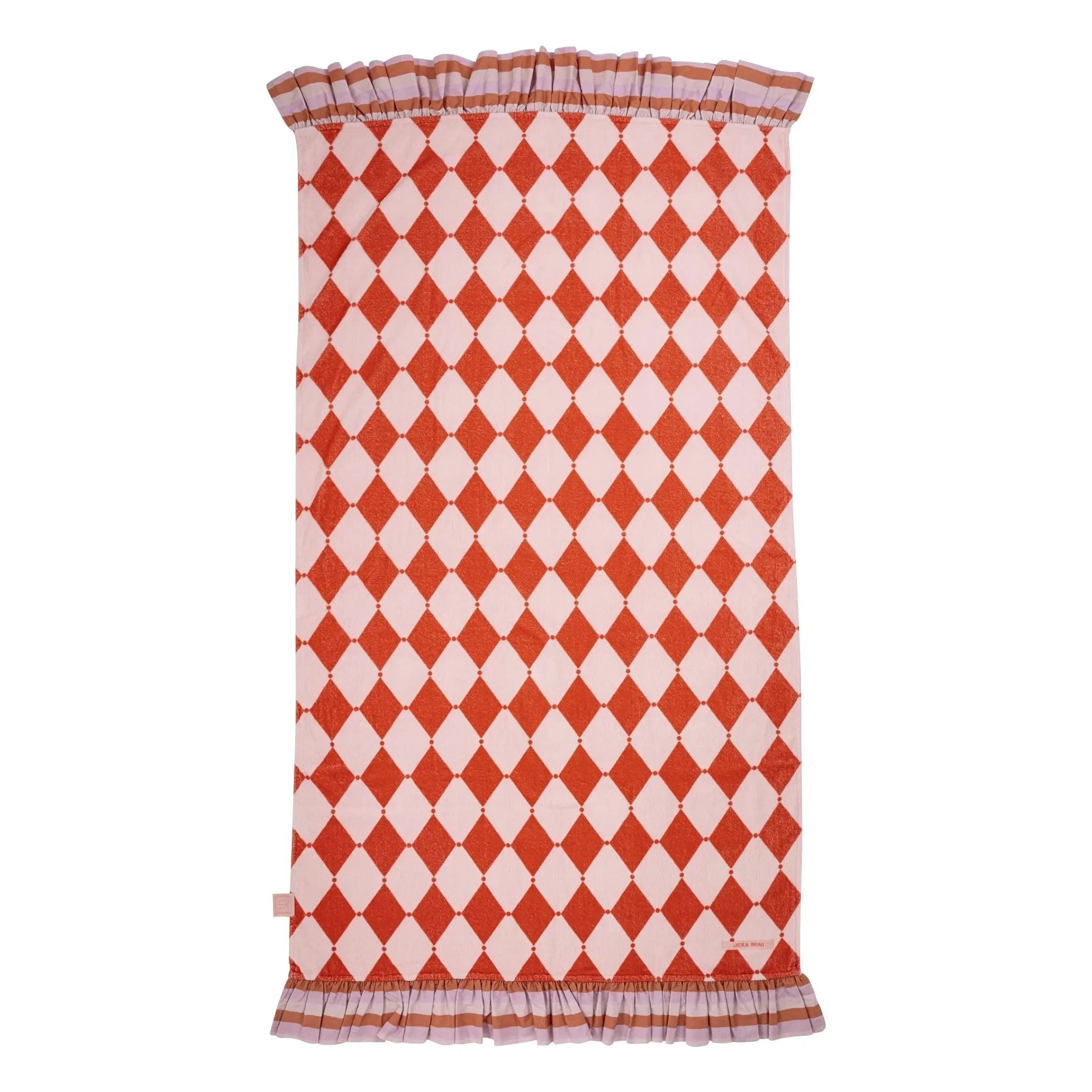 Jera Mini - Peshtemal Towel with Ruffles Losange Terry Fabric | Pink