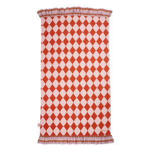 Jera Mini - Peshtemal Towel with Ruffles Losange Terry Fabric | Pink
