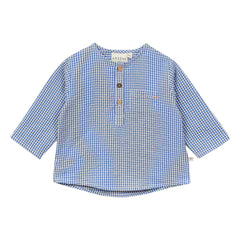 Arsène et Les Pipelettes - Vichy Seersucker Blouse | Azure Blue