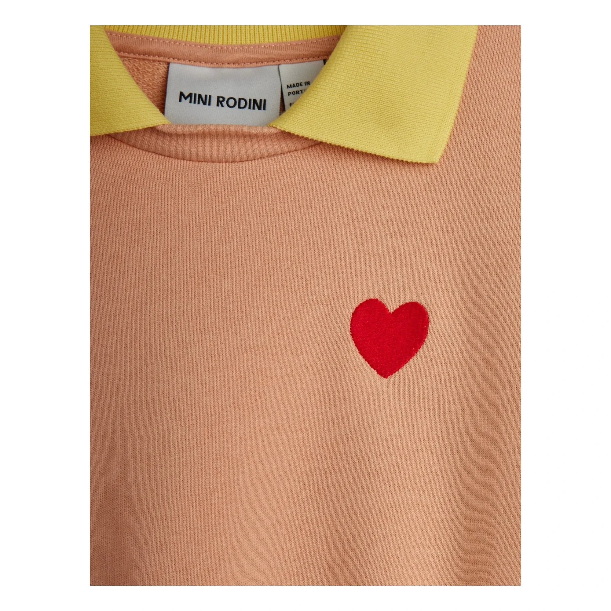 Mini Rodini - Organik pamuk kalp yaka sweatshirt | Açık Pembe