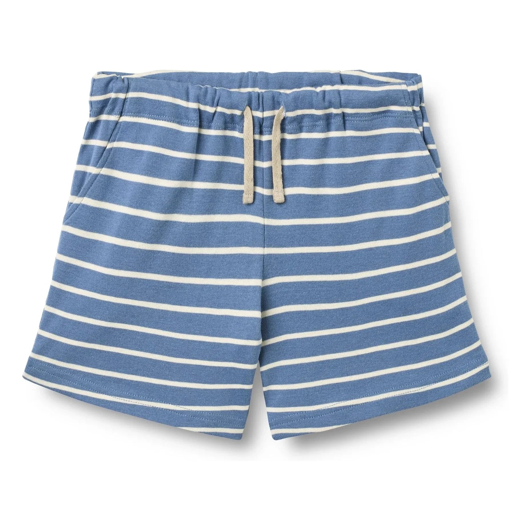 Wheat - Striped Organic Cotton Kalle Jersey Shorts | Blue