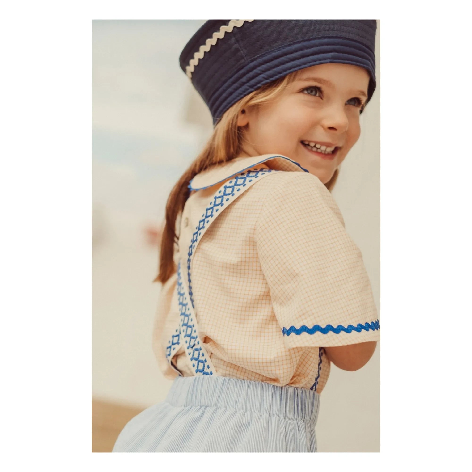 THE LiTTLE POETS - Cesária Striped Organic Cotton Pants | Blue