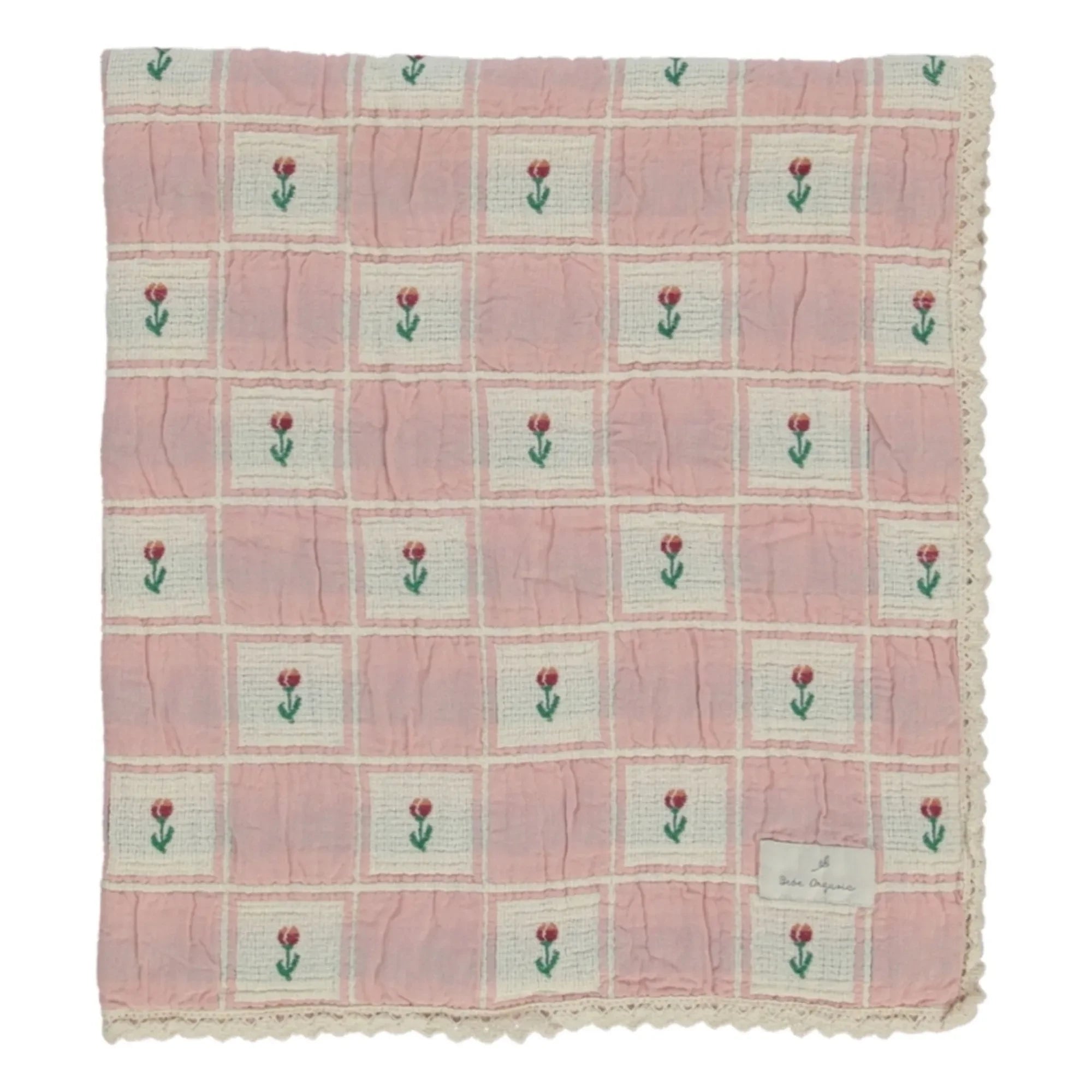 Bebe Organic - Bella Tulips Organic Cotton Blanket | Pink