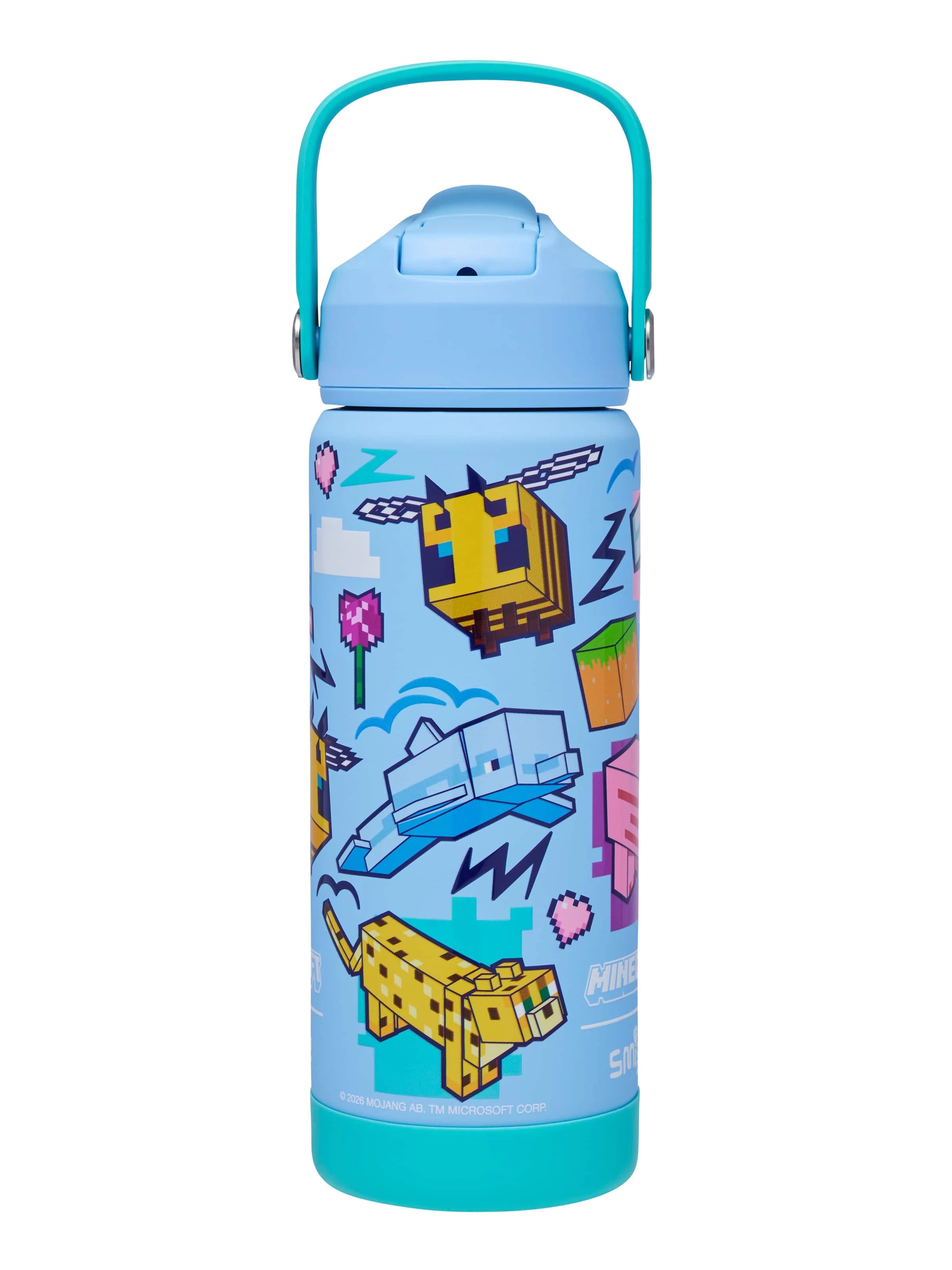 Smiggle - Minecraft Paslanmaz Çelik Gizli Pipetli 550ML Matara