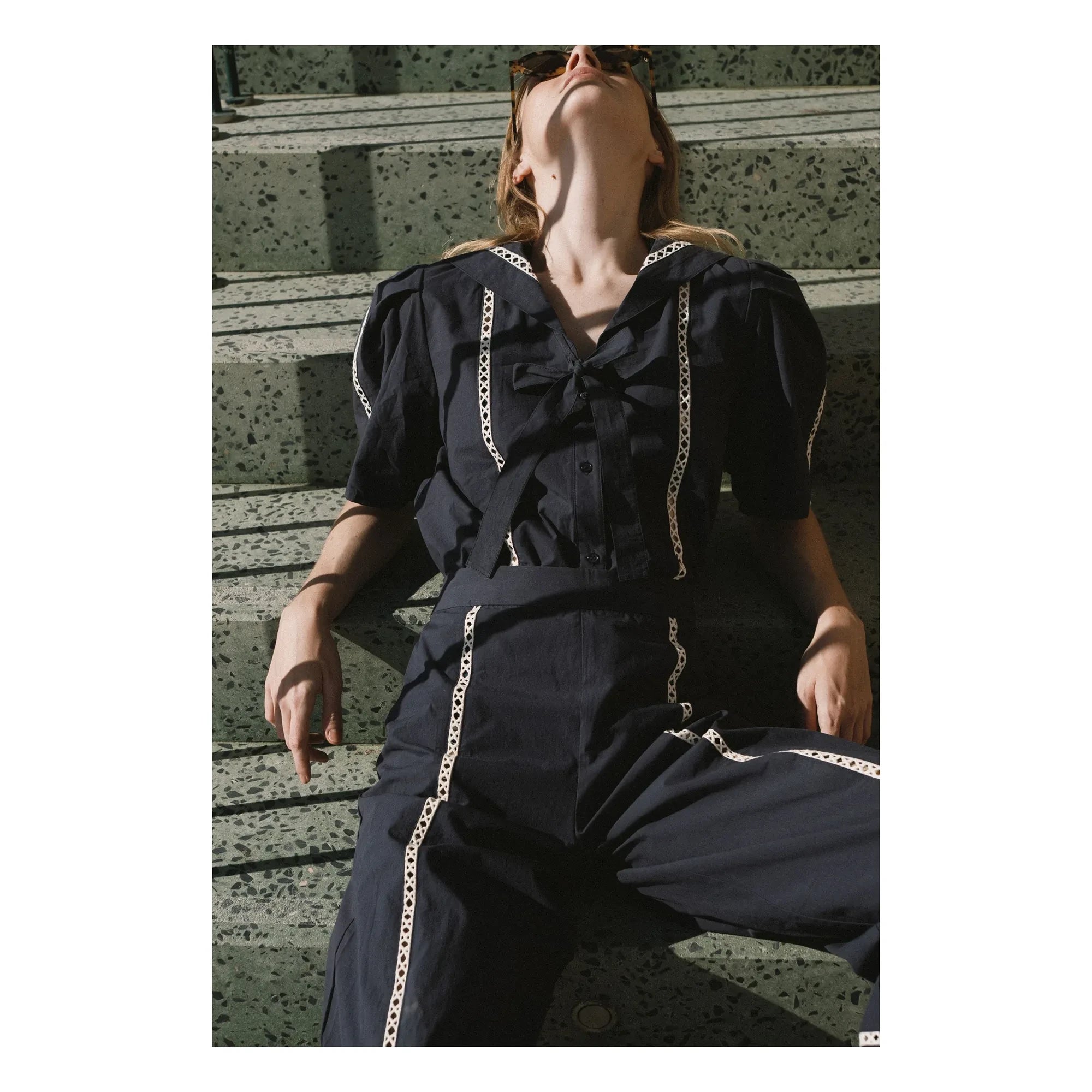The Tiny Big Sister - Sailor Cotton Blouse | Navy Blue