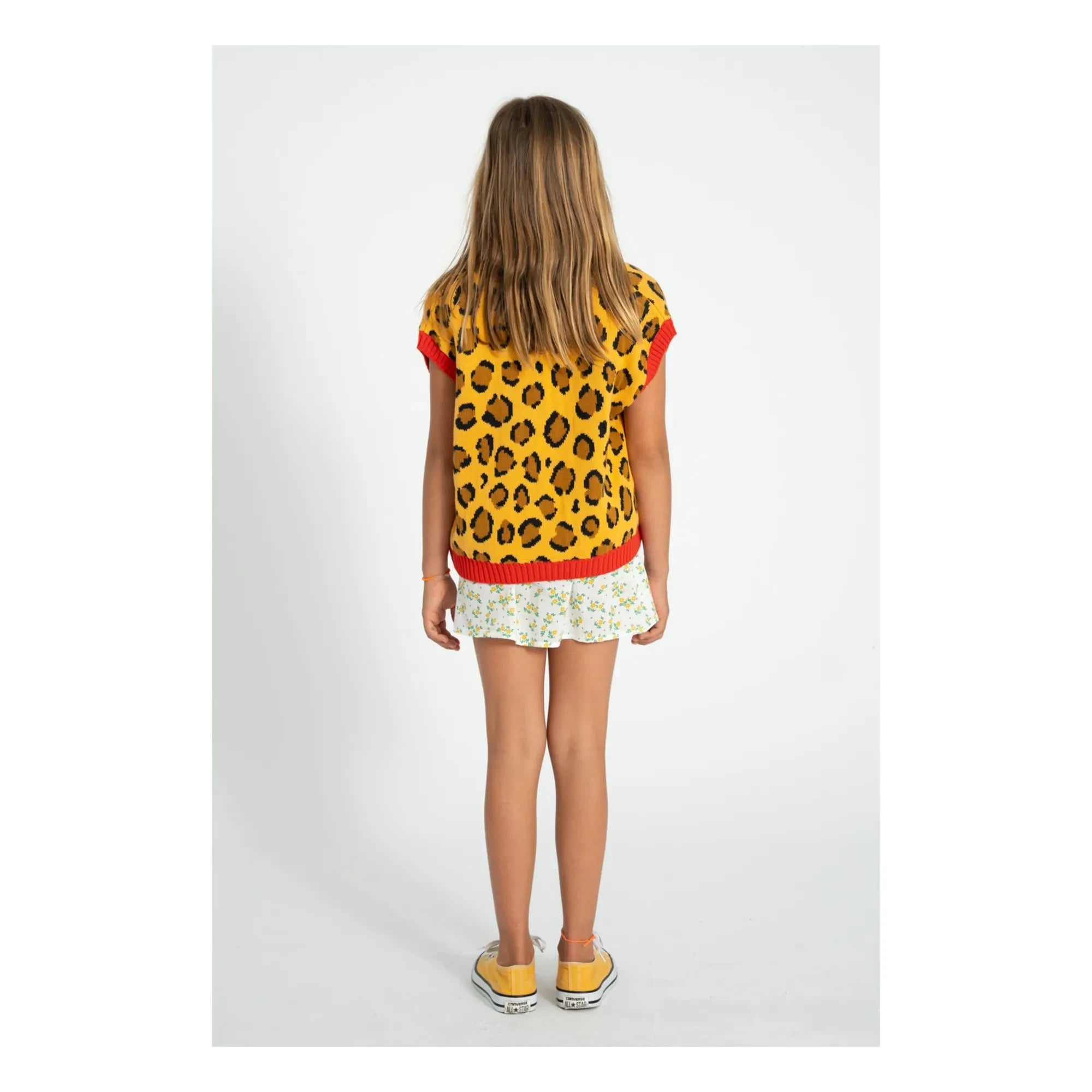 Piupiuchick - Leopard Organik Pamuk Kolsuz Yelek | Hardal