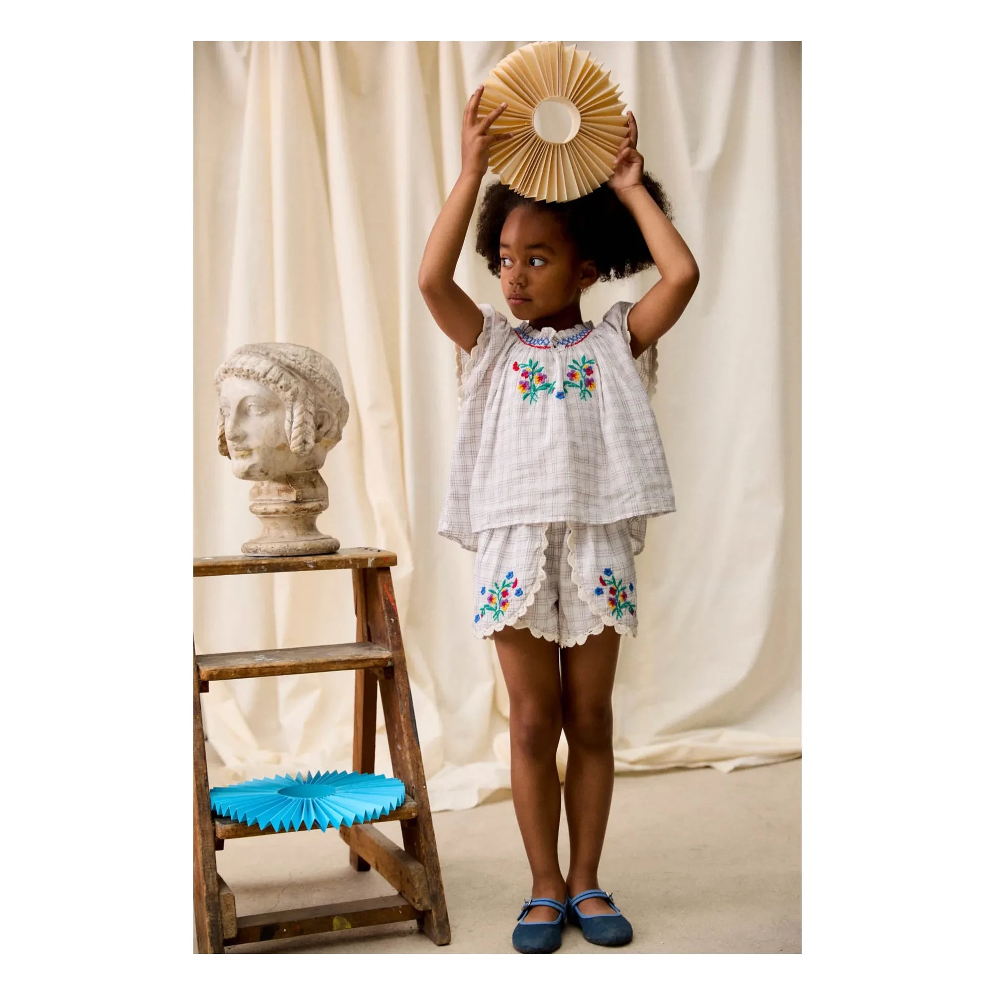 Louise Misha - Perla Blouse Organic Cotton Tiles | Cream