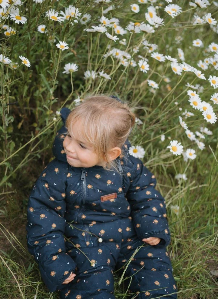 Töastie - Waterproof Flower Pattern Cloud Jacket | Dark Blue