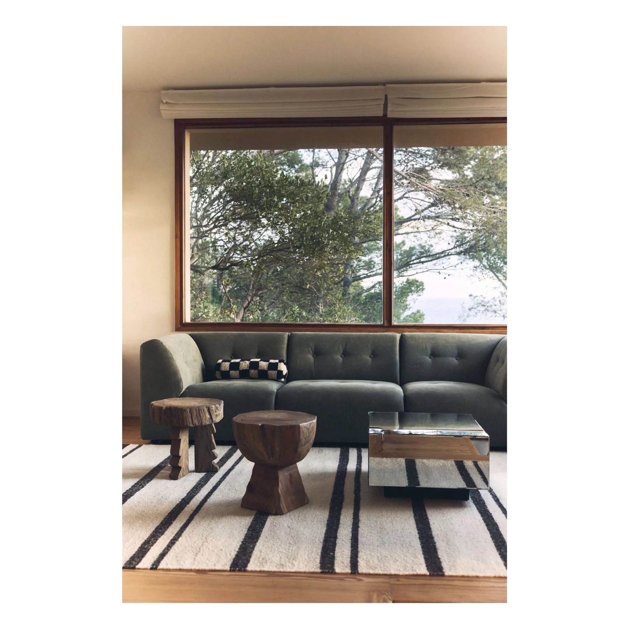 HKliving - Striped Kelim Rug | Cream
