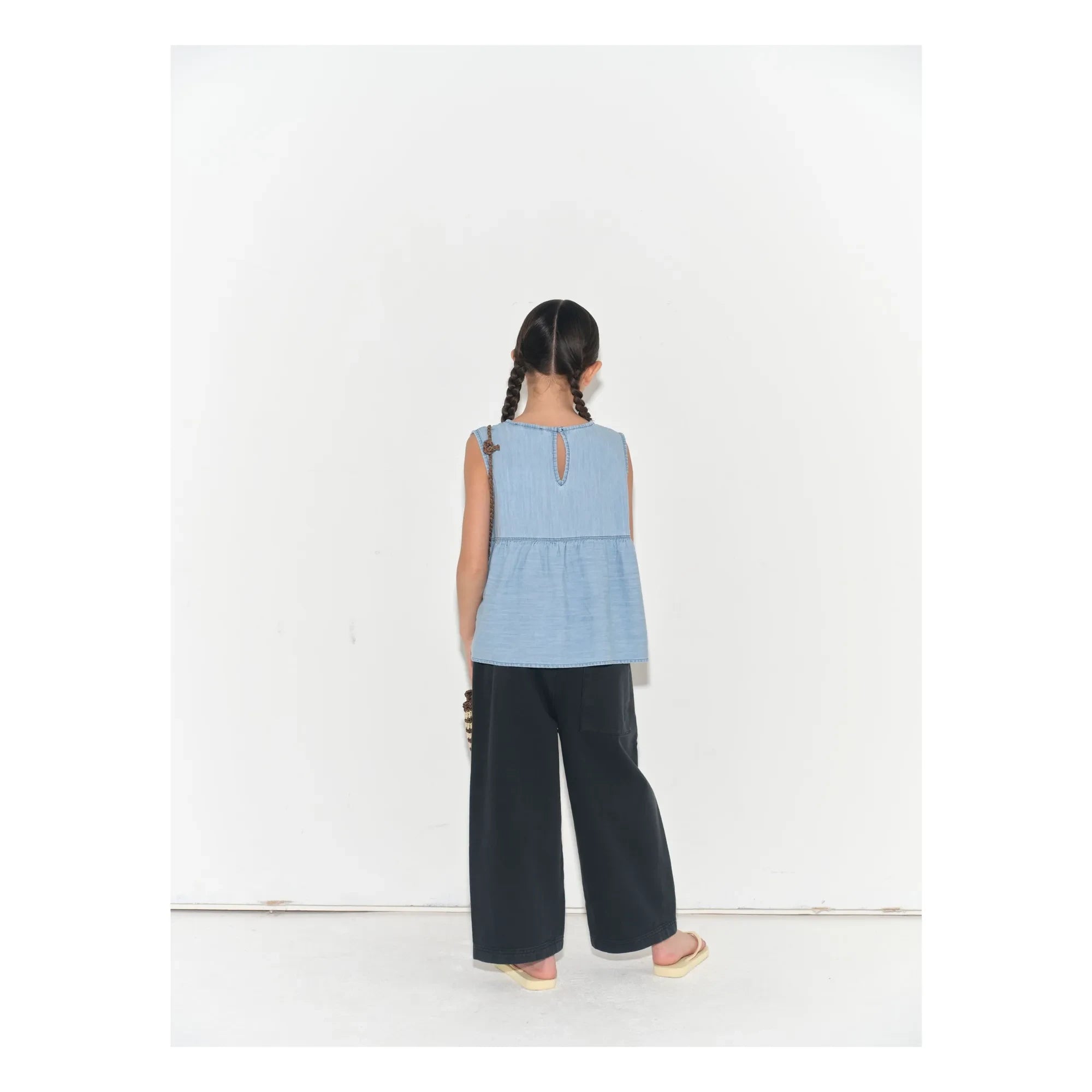 Main Story - Organic Cotton Ruffled Denim Top | Light Blue
