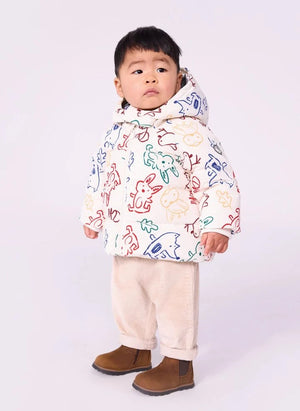 Petit Bateau - Ecru Baby Animal Print Down Jacket