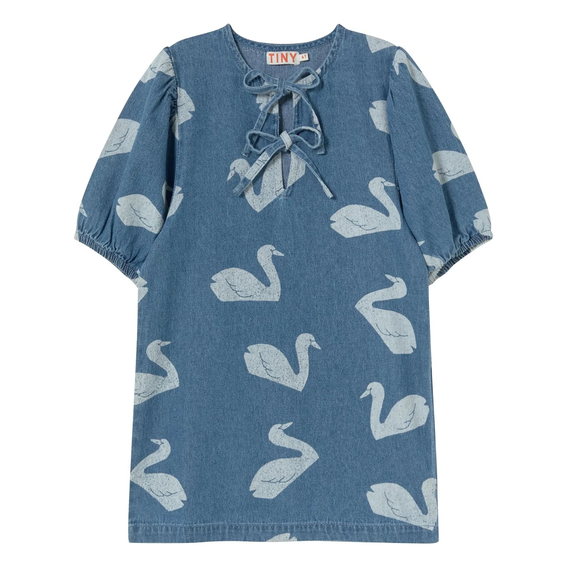Tinycottons - Denim Kuğular Elbise | Mavi
